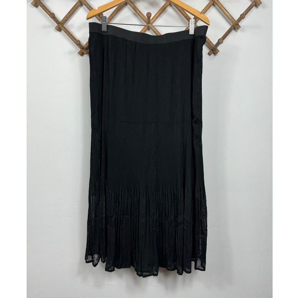 Adrianna Papell Clip Dot Pleat Skirt in Black Size XL - Picture 3 of 7